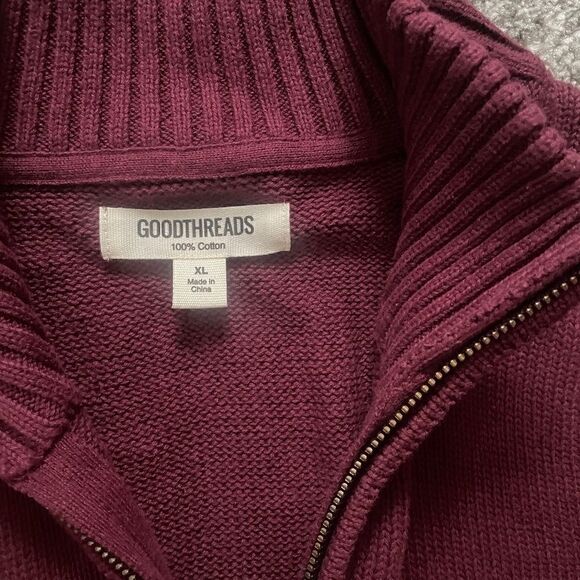 NWT Goodthreads Men's Soft Cotton Quarter-Zip Sweater - Picture 6 of 6